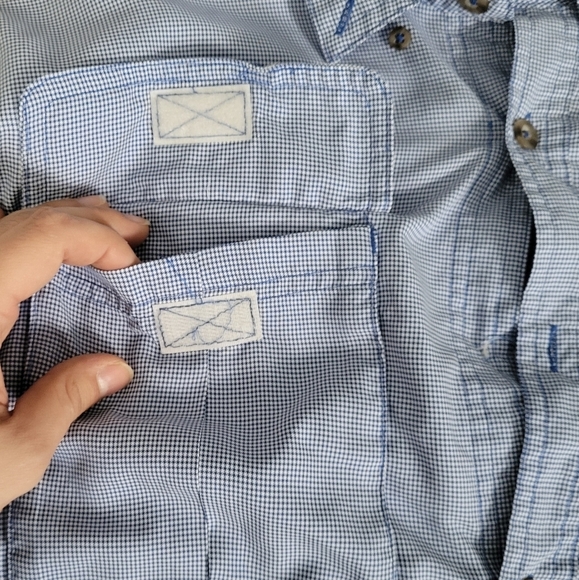 Cabela's Blue White Checkered Breathable Button-Up Long Sleeve Shirt - Picture 7 of 9